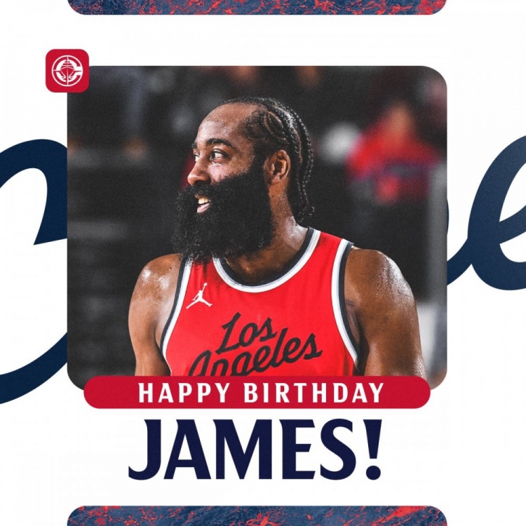 云体育入口-快船官推发文：祝詹姆斯-哈登36岁生日快乐🎉